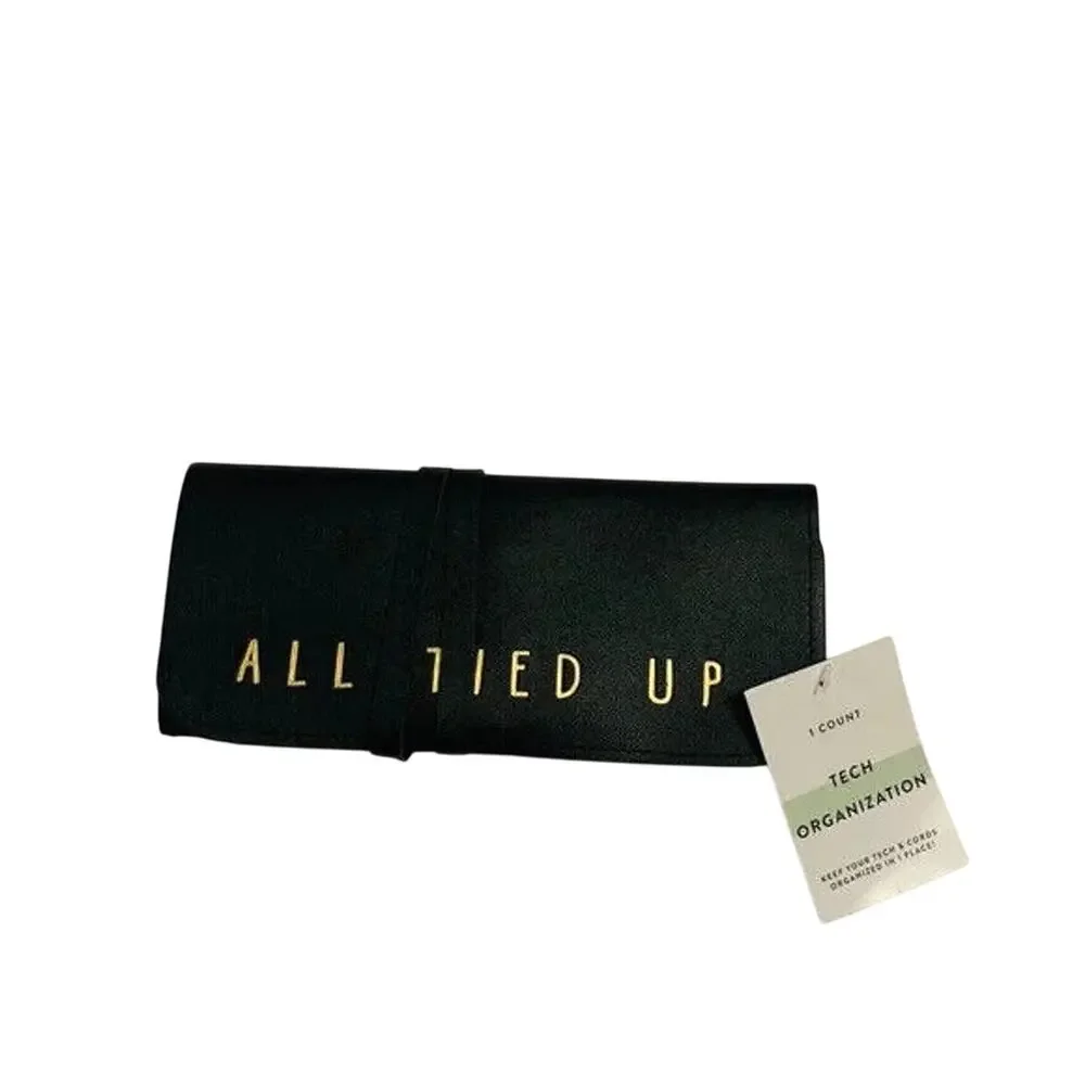 All Tied Up Black Tech Organizer Travel Case Cords Chargers Pouch